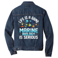 Life Is A Game Marine Biology Is Serious Ocean Student Sea T Shirt Men Denim Jacket | Artistshot