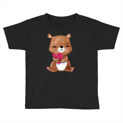 Sweet Brown Bear Cartoon Toddler T-shirt Designed By Coşkun