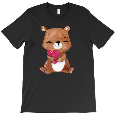 Sweet Brown Bear Cartoon T-shirt Designed By Coşkun