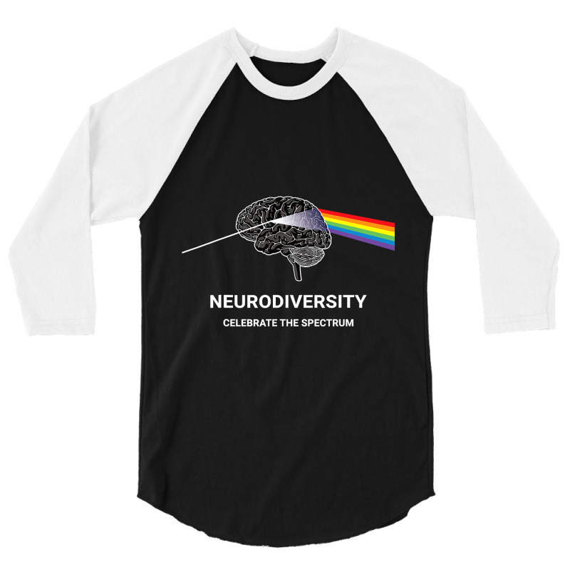 Neurodiversity Autism Spectrum Asd Adhd Rainbow Brain T Shirt 3/4 Sleeve Shirt | Artistshot