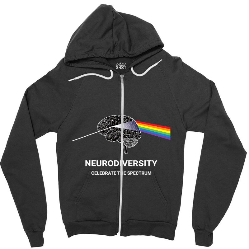 Neurodiversity Autism Spectrum Asd Adhd Rainbow Brain T Shirt Zipper Hoodie | Artistshot