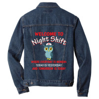 Night Shift Nurse Owls Funny Nursing Rn Lpn Cna Women T Shirt Men Denim Jacket | Artistshot