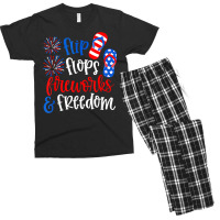 Funny Flip Flops Fireworks And Freedom 4th Of July Us Flag T Shirt Men's T-shirt Pajama Set | Artistshot