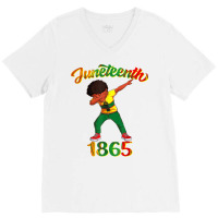 Juneteenth 1865 Dab Black Boy Brown Skin Afro American Boys T Shirt V-neck Tee | Artistshot