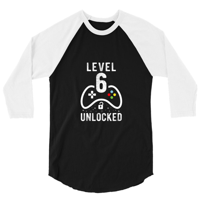 Kids Level 6 Unlocked Video Game 6th Birthday Gift 3/4 Sleeve Shirt | Artistshot