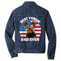 Mens Yorkie Dad For Men Funny Yorkshire Terrier Lover 4th Of July T Sh Men Denim Jacket | Artistshot