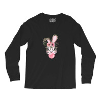 Leopard Print Rabbit Bunny Blowing Bubble Gum Easter Day Long Sleeve Shirts | Artistshot