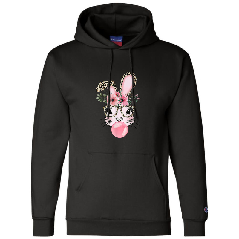 Leopard Print Rabbit Bunny Blowing Bubble Gum Easter Day Champion Hoodie | Artistshot