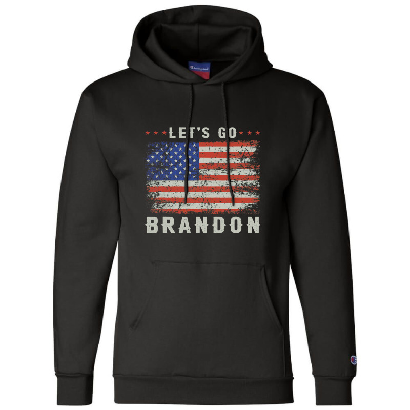 Let’s Go Brandon Funny Vintage American Flag Champion Hoodie | Artistshot