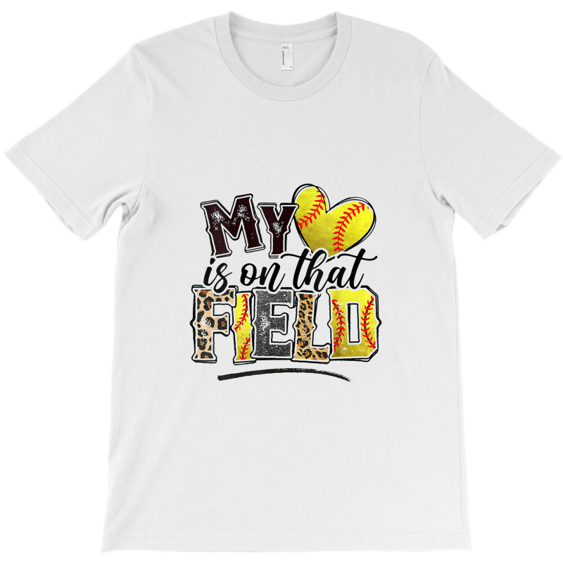 Leopard Softball Mom My Heart Is On That Field Baseball T-shirt | Artistshot