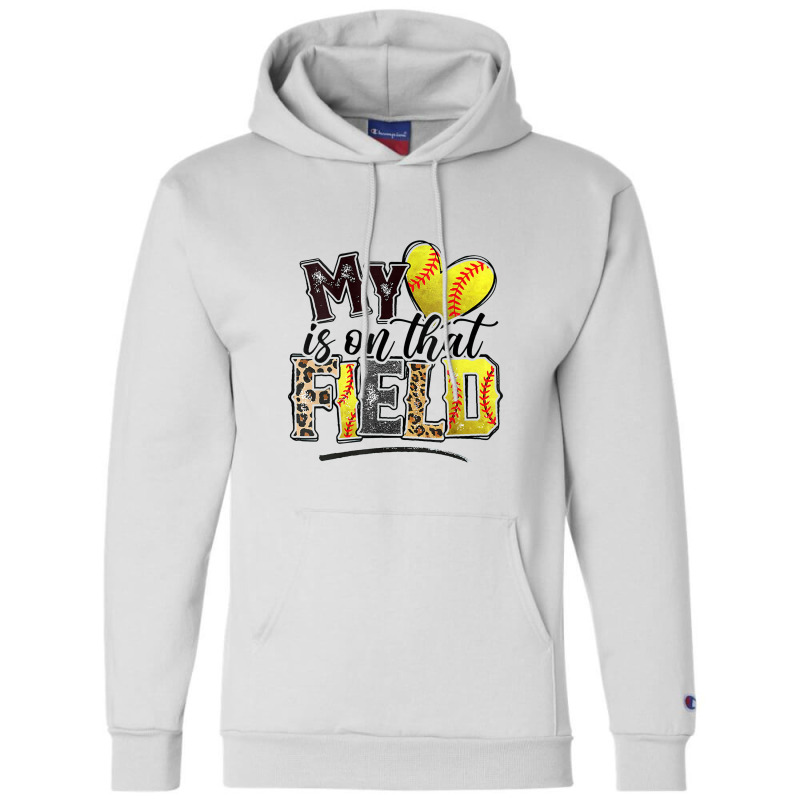 Leopard Softball Mom My Heart Is On That Field Baseball Champion Hoodie | Artistshot