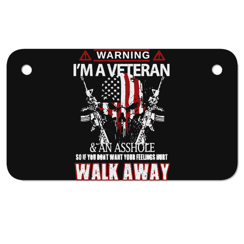 Veteran Warning I'm A Veteran Motorcycle License Plate | Artistshot