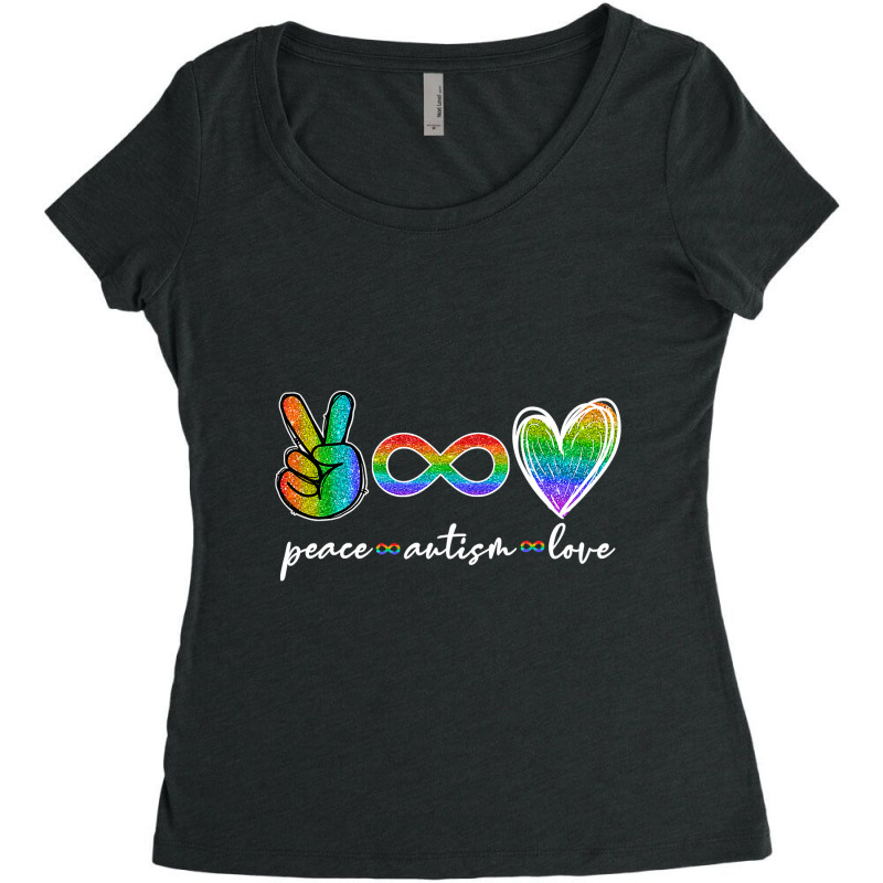 Peace Autism Love Infinity Symbol Autism Awareness T Shirt Women's Triblend Scoop T-shirt by longduong89 | Artistshot