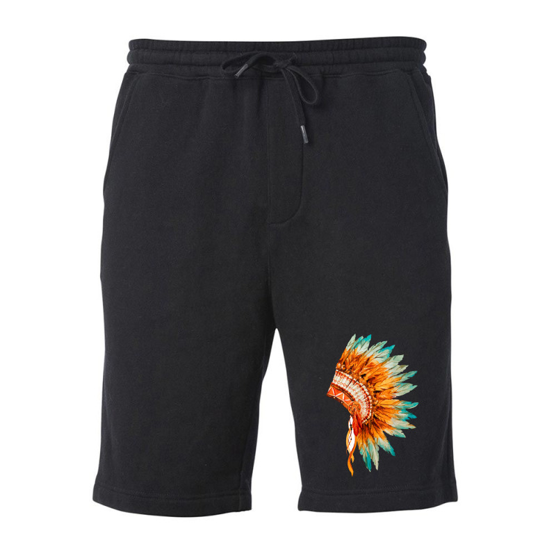 Native American Headdress Fleece Short by jabaludden | Artistshot