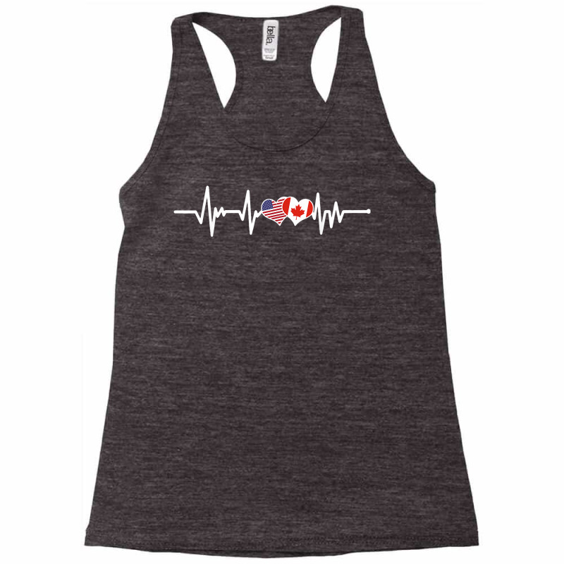 American Flag Canada Flag Heartbeat American Canadian 2022 T Shirt Racerback Tank by WarnekeRashae | Artistshot