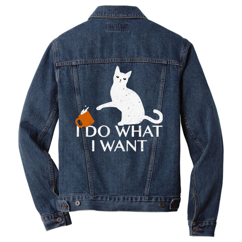 I Do What I Want Funny Cat Men Denim Jacket | Artistshot