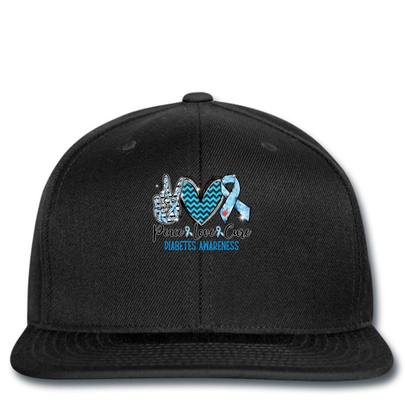 Diabetes Diabetic Peace Love Cure Blue Ribbon 5 Diabetes Awareness Printed hat by circularflap | Artistshot