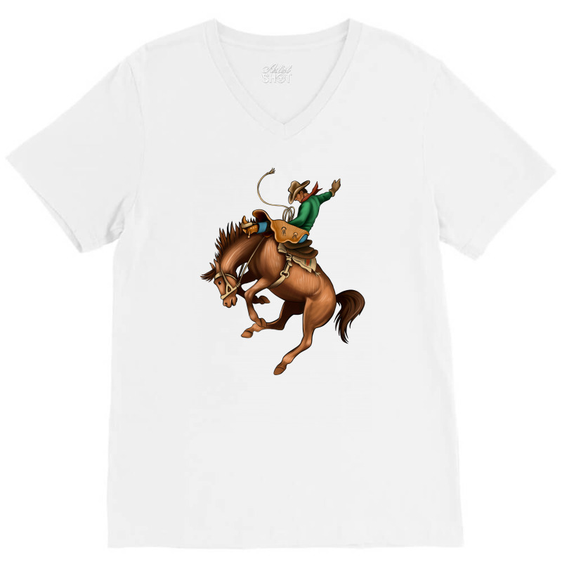 Bucking Bronco Rodeo V-Neck Tee by Bettercallsaul | Artistshot