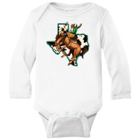 Cowhide Texas Map Rodeo Cowboy Long Sleeve Baby Bodysuit | Artistshot