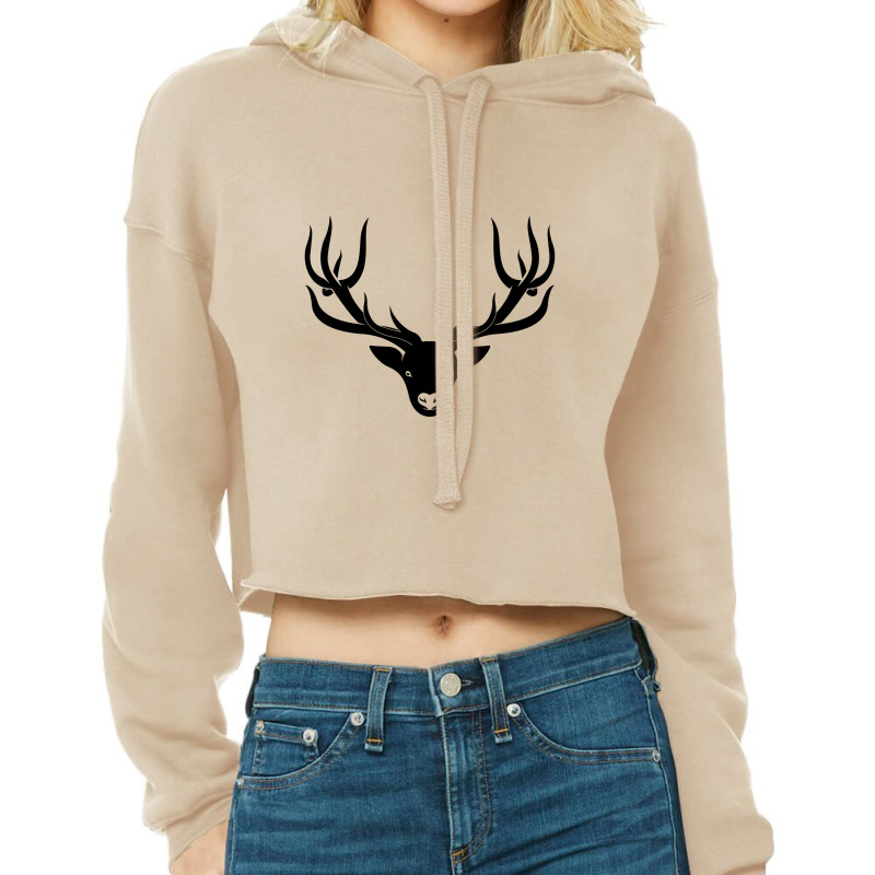 Deer Head Cropped Hoodie by s4rt4 | Artistshot