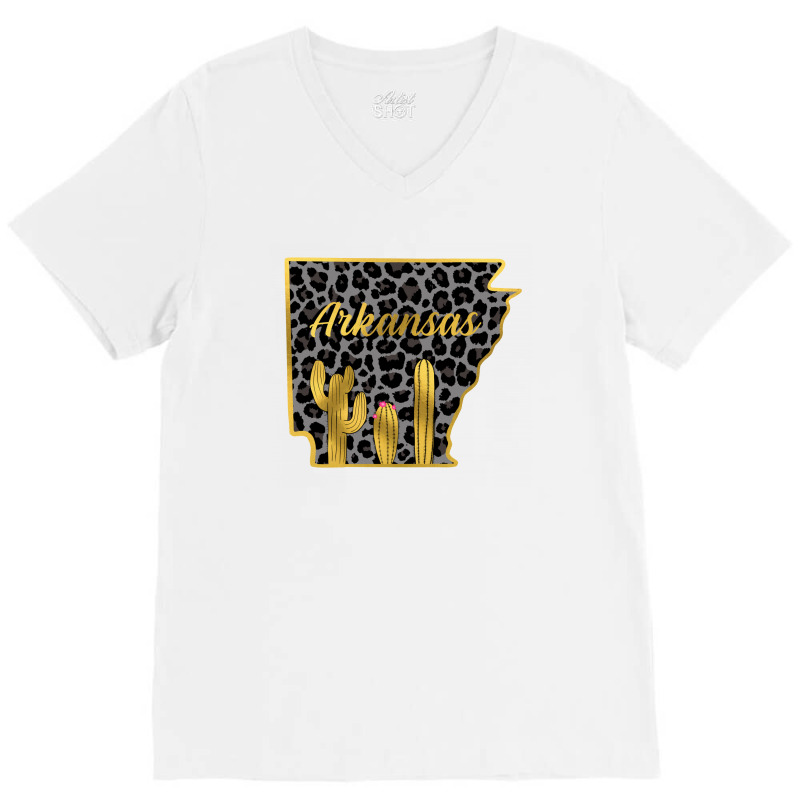 Arkansas Map Gold V-Neck Tee by Apollo | Artistshot