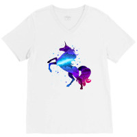 Space Unicorn V-neck Tee | Artistshot