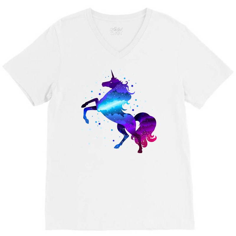 Space Unicorn V-Neck Tee by marceliana | Artistshot