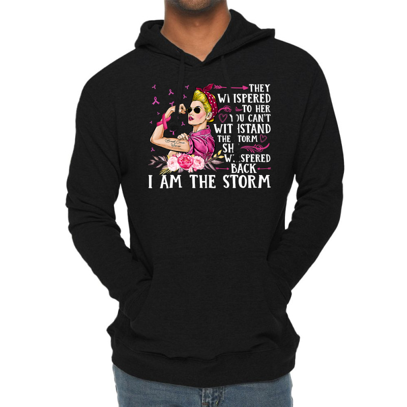 Breast Cancer Im The Storm Strong Women Breast Cancer Warrior Pink Rib Lightweight Hoodie | Artistshot