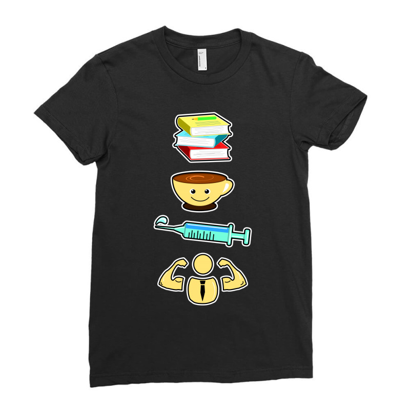 Educated, Caffeinated, Vaccinated, Dedicated Coffee Lover Ladies Fitted T-Shirt by vnteees | Artistshot