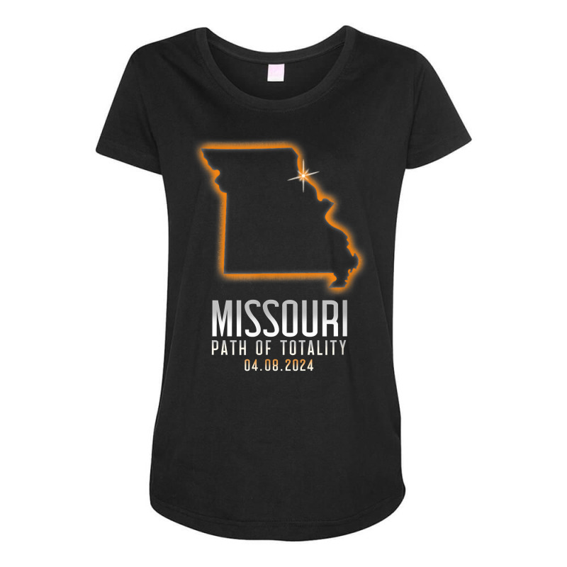 Map Of Missouri Path Of Totality 4.8.24 Total Solar Eclipse T Shirt Maternity Scoop Neck T-shirt by BeanblossomSheldon | Artistshot