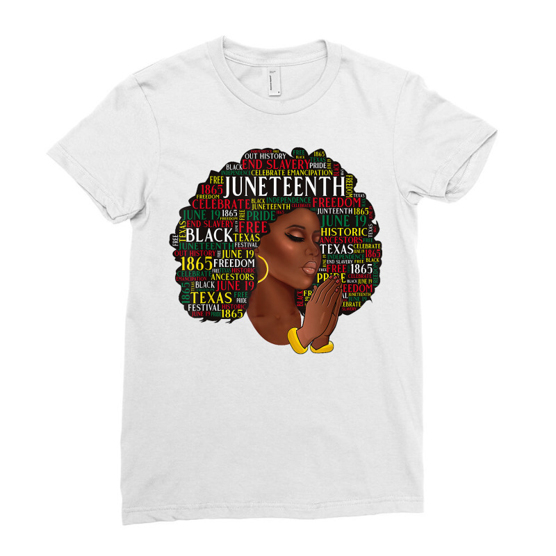 Juneteenth Melanin Black Women Natural Hair Afro Word Art T Shirt Ladies Fitted T-Shirt by lorebrend | Artistshot