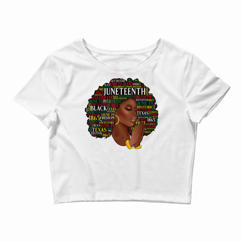 Juneteenth Melanin Black Women Natural Hair Afro Word Art T Shirt Crop Top by lorebrend | Artistshot