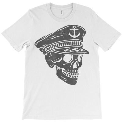 Vintage Hand Drawn Sailor Skull Wearing Hat With Anchor T Shirt T-shirt Designed By Emlynnecon