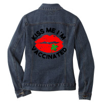 Hug Me I'm Vaccinated Kiss Me I'm Irish Ladies Denim Jacket | Artistshot