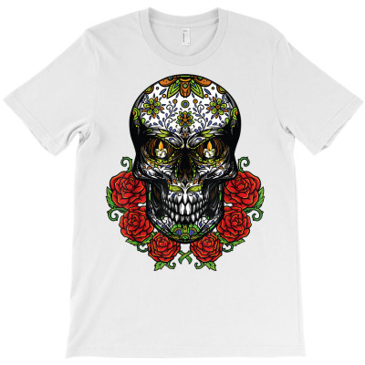Floral Skull Sombrero Mexican Dead Day Of Dia De Los Muertos T Shirt T-shirt Designed By Emlynnecon