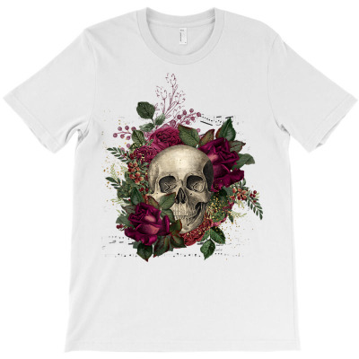 Beautiful Floral Skull Design T Shirt T-shirt Designed By Emlynnecon