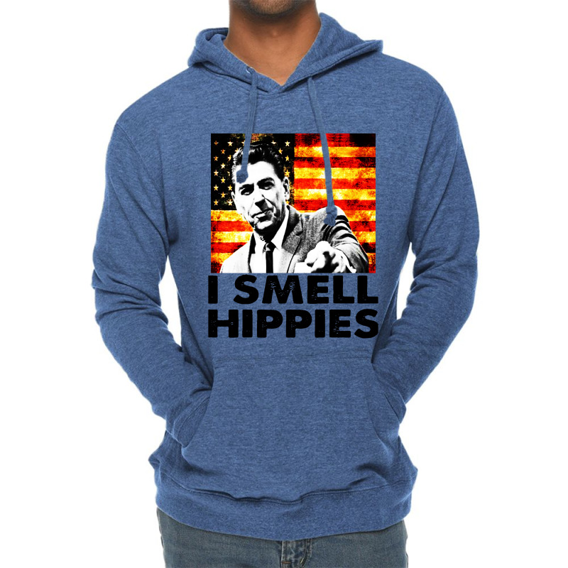 I Smell Hippies   Funny Ronald Reagan Conservative Lightweight Hoodie by mirazjason | Artistshot