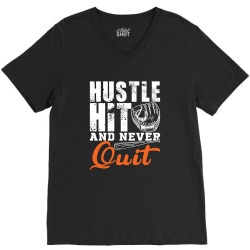 hustle hit and never quit V-Neck Tee | Artistshot