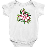 White And Volet Flower With Green Leaves Baby Bodysuit | Artistshot