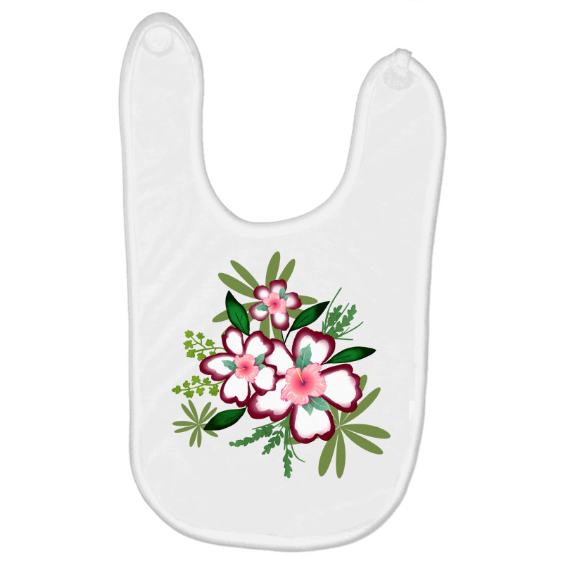 White And Volet Flower With Green Leaves Baby Bibs | Artistshot