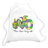 Peace Love King Cake Mardi Gras Men Women Kids Drawstring Bags | Artistshot