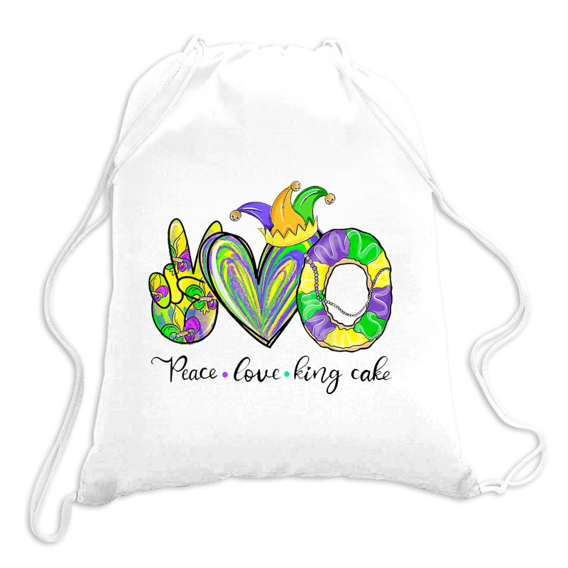 Peace Love King Cake Mardi Gras Men Women Kids Drawstring Bags | Artistshot