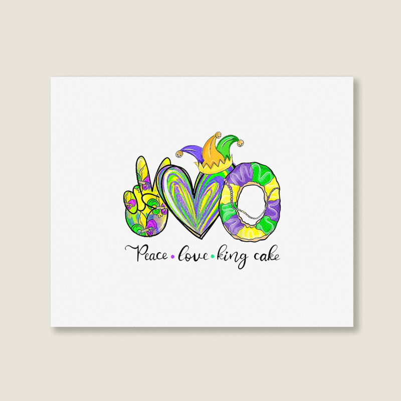 Peace Love King Cake Mardi Gras Men Women Kids Landscape Canvas Print | Artistshot