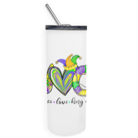 Peace Love King Cake Mardi Gras Men Women Kids Skinny Tumbler | Artistshot