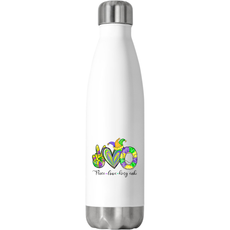 Peace Love King Cake Mardi Gras Men Women Kids Stainless Steel Water Bottle | Artistshot