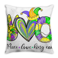 Peace Love King Cake Mardi Gras Men Women Kids Throw Pillow | Artistshot