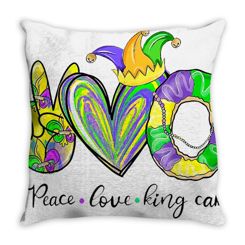 Peace Love King Cake Mardi Gras Men Women Kids Throw Pillow | Artistshot