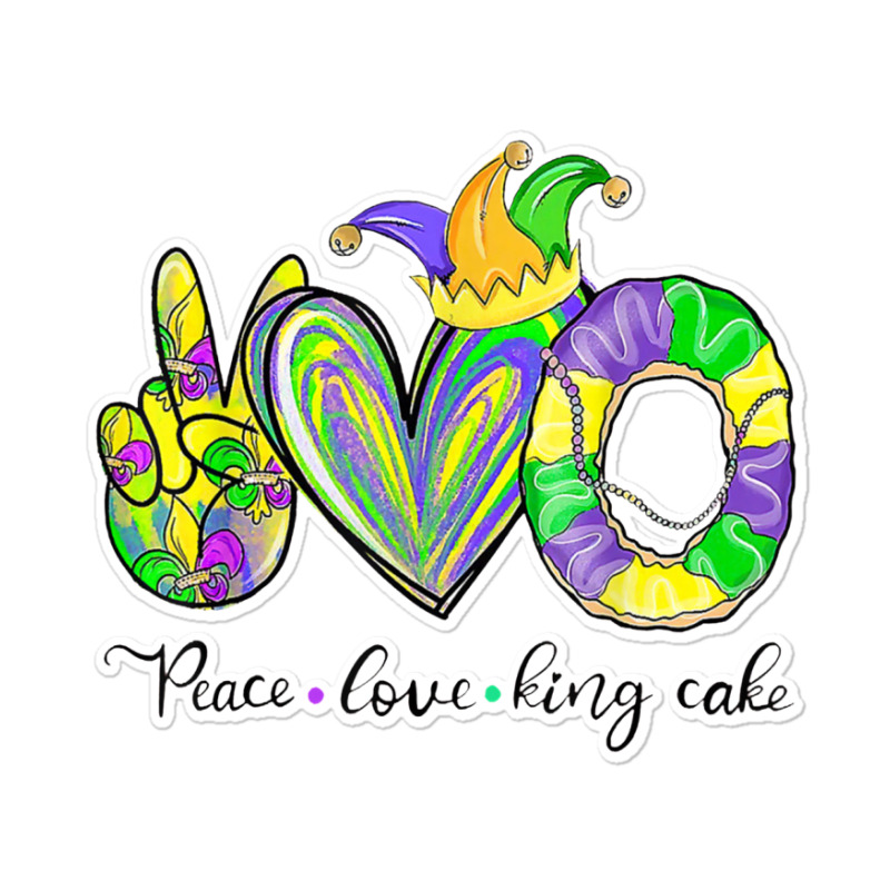 Peace Love King Cake Mardi Gras Men Women Kids Sticker | Artistshot