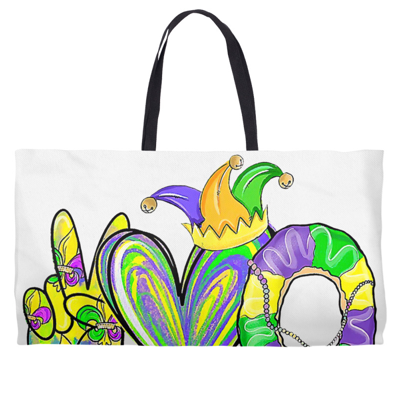 Peace Love King Cake Mardi Gras Men Women Kids Weekender Totes | Artistshot