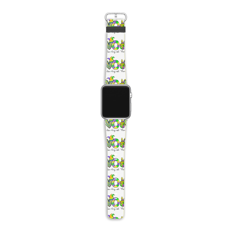 Peace Love King Cake Mardi Gras Men Women Kids Apple Watch Band | Artistshot